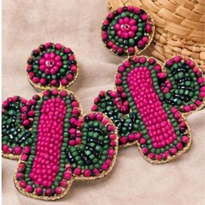 Rizir Fashion - Joyería Boho Colorida para Mujer, Hecha a Mano, con Cuentas de Cactus Bordadas, Chapada en Oro de 14K, para Fiestas, Venta al por Mayor - Product Image 2