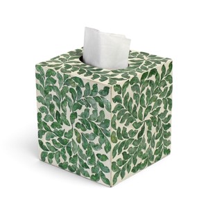 Cubierta para Caja de Pañuelos con Diseño de Hojas Hecha a Mano, de Resina y MDF, Porta Servilletas Decorativo Cuadrado para Baño, Dormitorio u Oficina - Product Image 1