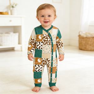 Roupas de Bebê de Bambu por Atacado, Pijamas Personalizados, Vestido de Bebê em Patchwork de Bambu, Conjunto de Macacão Coordenado - Product Image 2