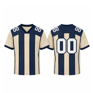 Custom Navy White Stripe Sports Jersey Men Breathable Mesh T Shirt Victory Print Athletic Football Baseball Jersey OEM - Product Image 5
