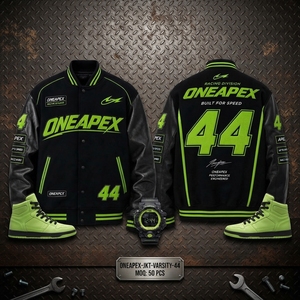 Men's Black Green <b>Racing</b> <b>Jacket</b> Motorsport Letterman Bomber <b>Jacket</b> Embroidered Streetwear Wholesale Apparel - Product Image 5