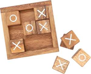 Jeu de puzzle moderne en bois Tic Tac Toe |   Jeu de société rectangulaire fait main et écologique |   Cadeau d'anniversaire et de déménagement - Product Image 1