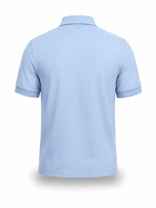 เสื้อเชิ้ตแขนสั้นสีฟ้าอ่อนสำหรับผู้ชาย ผ้าฝ้ายอ๊อกซ์ฟอร์ด ระบายอากาศได้ดี สไตล์ลำลอง ติดกระดุมด้านหน้า ปักลายถักแบบสั่งทำ - Product Image 3