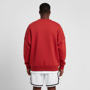 Sweat-shirt à col rond en polaire rouge pour homme, tendance du moment, avec impression de logo flamme, coupe ample, décontracté, pour l'automne - Product Image 5