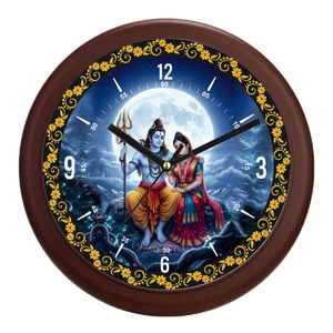 Horloge murale en plastique personnalisée Shiv Parvati - Design indien traditionnel pour la fête des mères et les cadeaux de rentrée scolaire - Product Image 1