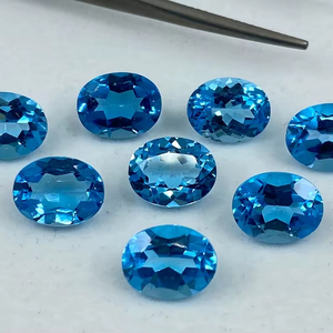 Topacio Azul Suizo Facetado en Forma Ovalada, Piedras Sueltas de Diferentes Tamaños de 4x3mm a 18x13mm, Calibradas para Joyería - Product Image 1