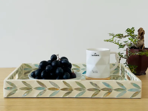 Bandeja de desayuno con incrustaciones de nácar, bandeja decorativa de madera lacada con incrustaciones de nácar, bandeja otomana. - Product Image 4