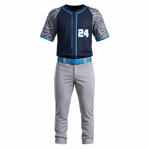 Maillot de baseball à imprimé géométrique, manches courtes, en polyester anti-humidité, conception personnalisée OEM ODM - Product Image 1