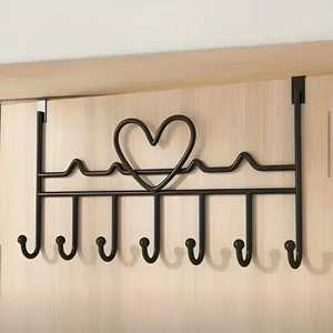 Heart <b>Wire</b> <b>Wall</b> Mounted Heavy Duty Wood Modern Sustainable Movable Coat Hanger Towel Organizer - Product Image 1
