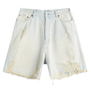 Men's Distressed <b>Denim</b> <b>Shorts</b> <b>Ripped</b> Straight Leg Mid Waist Casual Summer <b>White</b> Cotton Jorts - Product Image 5
