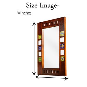 Sheesham Wood Wall <b>Mirror</b> Ceramic <b>Tile</b> Inlay Framed Rectangular Decorative <b>Mirror</b> Handcrafted Home Decor - Product Image 1