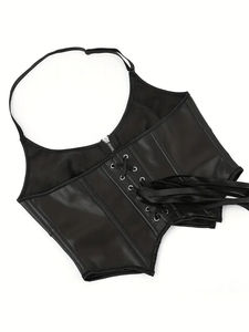 Crop top en cuir de haute qualité pour femme, manches longues, style unique 2026 - Product Image 4