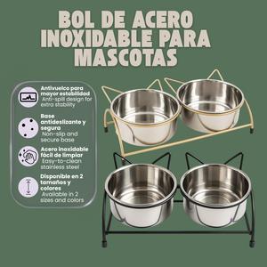 Ciotola per Animali Domestici Yommy in Acciaio Inox, Design Anti-Ribaltamento e Antiscivolo, Facile da Pulire, per Cani e Gatti - Product Image 3