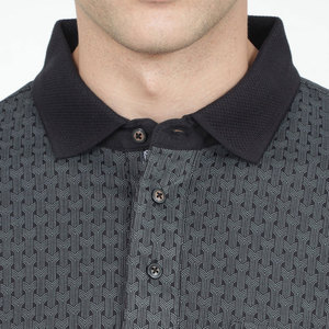 Polo à manches courtes pour homme, imprimé géométrique, en coton tricoté, coupe décontractée, respirant, avec poche - Product Image 6