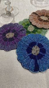 Artistic Beaded Coaster Handmade Pattern Design Aesthetic Drink <b>Mat</b> Home <b>Table</b> Decor - Product Image 2