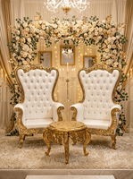 Ensemble de chaises en métal de luxe élégant pour mariage royal, tabouret doré sculpté à la main pour la décoration de scène nuptiale