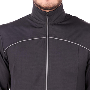 Men's Dark Gray Full Zip <b>Tracksuit</b> Set Solid Color Sporty Style Quick Dry Polyester Long Sleeve Pants With Side Pockets - Product Image 6