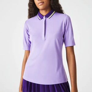 Polo pour femme vert olive uni, mélange de coton, respirant, durable, pour le golf, le tennis, décontracté, bureau, t-shirts pour femmes - Product Image 5