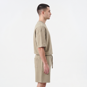 Ensemble t-shirt à manches courtes coupe ample 210 g/m² et short pour homme, 95 % polyester, 5 % élasthanne, ensemble décontracté deux pièces pour homme - Product Image 2
