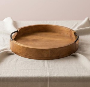Bandeja redonda de madera, bandeja de madera para servir, tabla de charcutería, bandeja de bambú para servir, bandeja para servir café y bebidas - Product Image 3