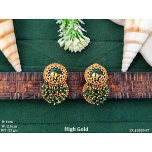 Boucles d'oreilles Kundan Chandbali spéciales Mehendi avec des gouttes de perles, bijoux de mariée traditionnels pour les mariages et les occasions festives - Product Image 1