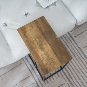 Tavolino Laterale FCH in MDF Monostrato e Ferro, Rettangolare Marrone con Triamina, 48*28*58cm, Tipo C, Tavoli Console con Finitura Spray Nera - Product Image 4