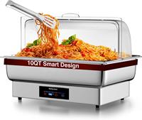Ensemble de réchauds de buffet en acier inoxydable à couvercle roulant pour la restauration hôtelière et les restaurants