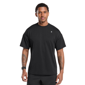 T-shirt de performance surdimensionné pour homme, respirant, léger, pour la gym, l'entraînement, le sport, noir - Product Image 1