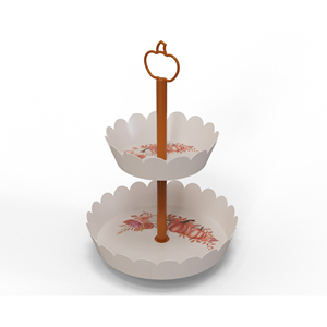 Support à gâteau galvanisé à deux niveaux, support à gâteau en métal, support à gâteau motif montagne verte, présentoir à snacks réutilisable, support à gâteau à poteaux verts - Product Image 3