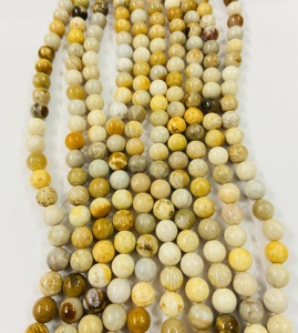 Chaîne de perles rondes en pierre de corail de qualité supérieure, 15,5 pouces, perles rondes en pierre - Product Image 4