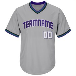 Camiseta de Béisbol Personalizada con Cuello en V Gris para Hombre, Manga Corta, Nombre del Equipo Bordado, Ropa Deportiva de Poliéster que Absorbe la Humedad - Product Image 4
