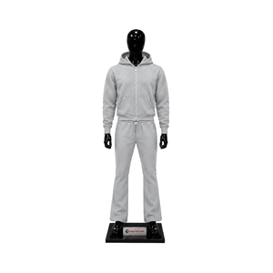 Conjunto Deportivo Plateado para Hombre, Sudadera con Cremallera Completa y Pantalones Acampanados, Conjunto de Dos Piezas a Juego, Ropa Casual Urbana, Traje para Correr, Venta al por Mayor, Ajuste Deportivo - Product Image 1