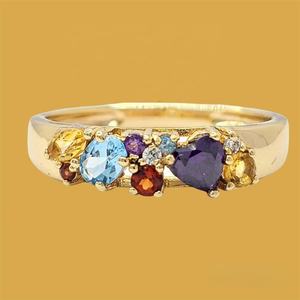 Anillo de cóctel de moda amarillo de Zirconia chapada en oro multicolor de Plata de Ley 925 elegante hecho a medida con ajuste de punta para mujer - Product Image 4