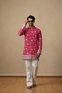 Premium <b>Men's</b> <b>Kurta</b> Pant Set with Embroidered Silk <b>Kurta</b> - Product Image 2