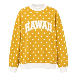 เสื้อสเวตเชิ้ตคอเต่าปักลายจุดลายทางพร้อมโลโก้สั่งทำสำหรับผู้หญิง ขายส่ง เสื้อแขนยาวทรงโอเวอร์ไซส์ - Product Image 4