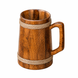 Jarra de Cerveza de Madera Hecha a Mano con Cuerda, Jarra de Madera Vintage, Venta al por Mayor, Logotipo Personalizado, Jarra de Cerveza Vikinga, Artículos de Bar, Precio al por Mayor - Product Image 1