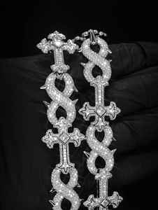 Collar de Cadena Cubana con Cruz Iced Out, Plata 925, Diamante Moissanita, Joyería Hip Hop, Regalo para Fiestas - Product Image 3