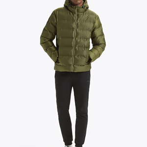 100% Nylon Stand Collar Patchwork Streetwear Puffer <b>Jacket</b> - Product Image 1