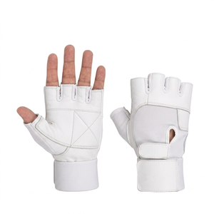 Gants de fitness demi-doigts en polyester antidérapants pour l'entraînement en salle de sport, unisexe, blancs, avec design à tirette, pour la musculation - Product Image 2