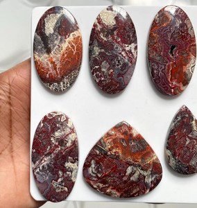 พลอยอะเกตธรรมชาติแบบ Crazy Lace Cabochon แบบหลังแบน ขายส่งจำนวนมาก สำหรับทำเครื่องประดับ DIY แหวน จี้ - Product Image 2