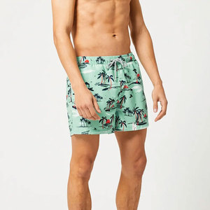Shorts de plage pour homme en toile 100% coton, taille mi-haute, cordon de serrage, respirants, décontractés, avec poches - Product Image 4