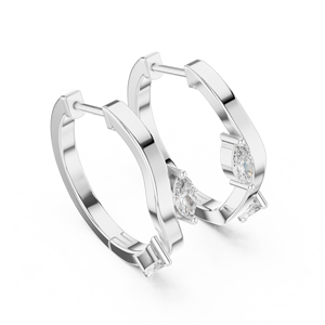 Ensemble de boucles d'oreilles simples en or blanc 18 carats plaqué rhodium, diamants marquise cultivés en laboratoire, certifiés IGI, PAREKH SONS LUXURY EVERYDAY - Product Image 3