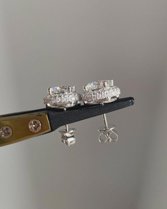 Round Cut <b>Halo</b> Stud <b>Earrings</b> 925 Silver Moissanite Diamond Elegant Statement Bridal Jewelry - Product Image 2