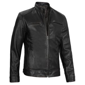 Chaqueta de cuero negra con cremallera y logotipo personalizado para hombre, chaquetas vintage para hombre, chaqueta de invierno de alta calidad, chaquetas estilo streetwear. - Product Image 5