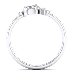 Bague de fiançailles REYES, dernier design, argent sterling 925, coupe ovale, moissanite 0,57 carat, or blanc 14 carats, style cluster, pour femme - Product Image 4