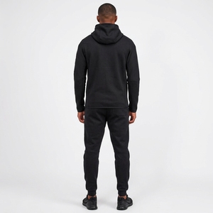<b>Mens</b> Solid Black Hooded Tracksuit Set Full Zip Breathable Quick Dry 100% Cotton Sportswear <b>Jacket</b> Jogger Pants <b>Reflective</b> - Product Image 2