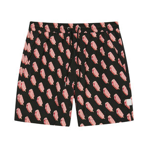 Nuevos Shorts de Baño de Secado Rápido con Estampado de Hojas Azules, Cordón Ajustable, Casuales, de Longitud Corta, Cintura Media, de Poliéster - Product Image 4