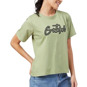 Camiseta Gráfica Personalizada para Mujer, 100% Algodón, Manga Corta, Cuello Redondo, Estampada, Informal, al por Mayor OEM - Product Image 4