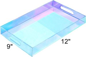 Bandeja de Servicio Acrílica con Asas, Bandejas Decorativas de Acrílico para Baño y Escritorio, Bandeja Simple para Tocador, Comida, Té, Frutas, Cena - Product Image 3