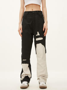 Jean Palazzo ample et droit à jambe large, style rétro décontracté streetwear, trois bandes, en denim très extensible pour femme – Meilleure vente - Product Image 5